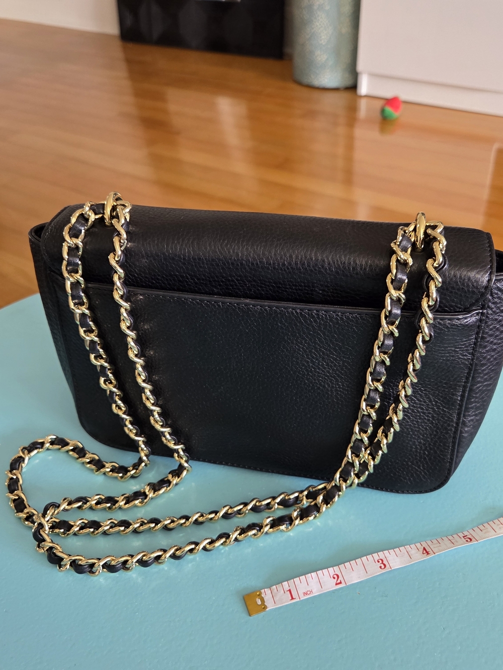Tory Burch Black Pebbled Leather Chain Shoulder Bag - Picture 7 of 7